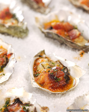 Oysters Casino: Serve these irresistible oysters filled with bacon, red pepper, and celery. Oysters Casino: Serve these irresistible oysters filled with bacon, red pepper, and celery.