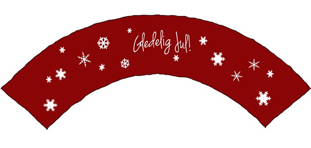 cupcake wrapper gledelig  jul rød snøkrystaller