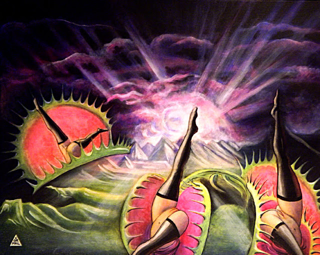 "The Torture Garden"<br />
24" x 30" , Acrylic on Canvas, 2011