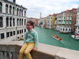 Lily on Rialto bridge doing a Kid reporter