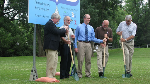 Board Members dig in as the ground breaking ceremony begins. (Photo by: Kenrick Nobles)