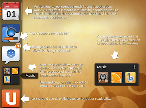 mockup del nuovo launcher per ubuntu unity