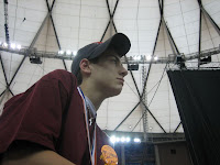 A student sitting down during the finals