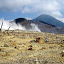Dea trees and sulpur gases, looking towards one of Papandayan's summits
