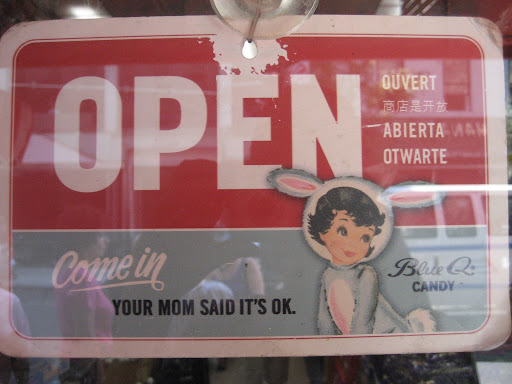 Love the cheeky vintage sign - more treats inside!