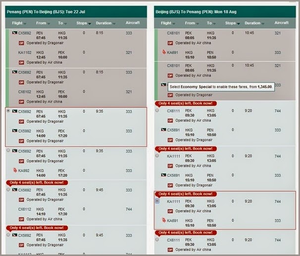 Booking Selection Booking Selection