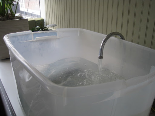 And now we are ready to begin the dying process. You can either do it in your washing machine or in a plastic tub.