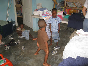 The little ones are excited about new clothes.