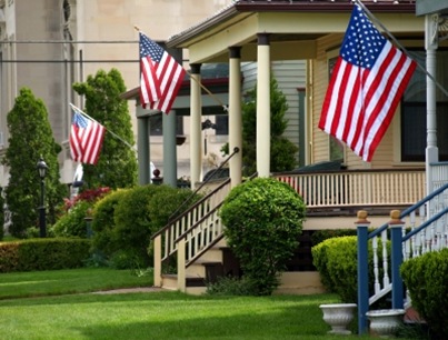 Flags on houses Flags on houses