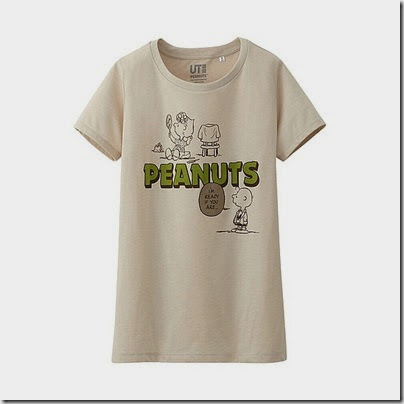 Uniqlo Women Peanuts Crew Neck Short Sleeve T-shirt Beige 03
