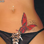 red women butterfly - Hip Tattoos Designs