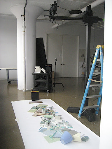 The set up with the camera overhead.