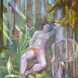 Geheimnisse des Waldes (weiblicher Akt),Öl auf Leinwand, 100 x 80 cm, Copyright 2011 by O. Weinreich