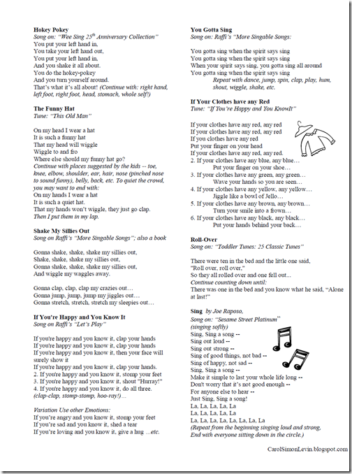 CarolSimonLevin -- Program Palooza: Singalong: All About Me (includes  Sensory-Friendly Version notes)