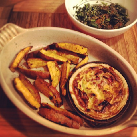 #276 - quiche and sweet potato wedges