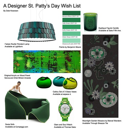 st patricks day interior design collage desire objects green
