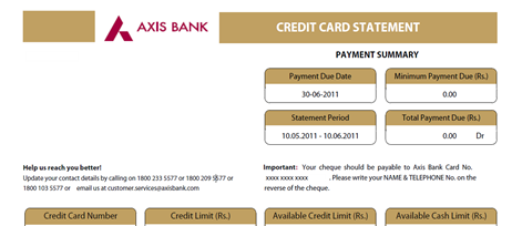 axis bank statement credit card password indian protected tips