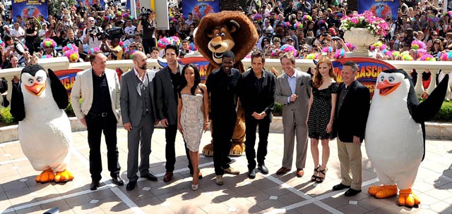 CANNES, FRANCE - MAY 17:  (L-R) Actors Tom McGrath, Conrad Vernon, David Schwimmer, Jada Pinkett Smith, Chris Rock, Ben Stiller, Martin Short, Jessica Chastain and Andy Richter attend the "Madagascar 3" photocall during the 65th Annual Cannes Film Festival on May 17, 2012 in Cannes, France.  (Photo by Gareth Cattermole/Getty Images for Paramount) *** Local Caption *** David Schwimmer; Jada Pinkett Smith; Chris Rock; Ben Stiller; Martin Short; Jessica Chastain; Tom McGrath; Conrad Vernon; Andy Richter