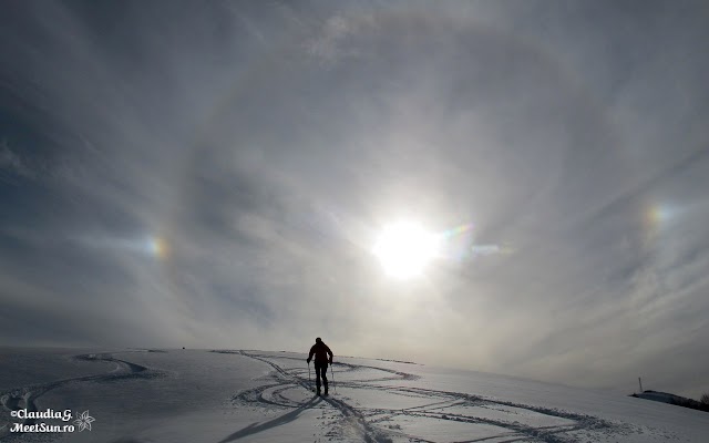 Baiului schi de tura 1196 Muntii Baiului, pinguinii carpatisti, schi, schi de tura schi de tura sun dogs halou