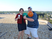 Missy and a VERY tired James on the roof on Launch Day.