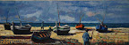 Båtar på strand Art nr 10067. Mått ink. ram 90x37cm. Olja på duk. Signerad Edin.