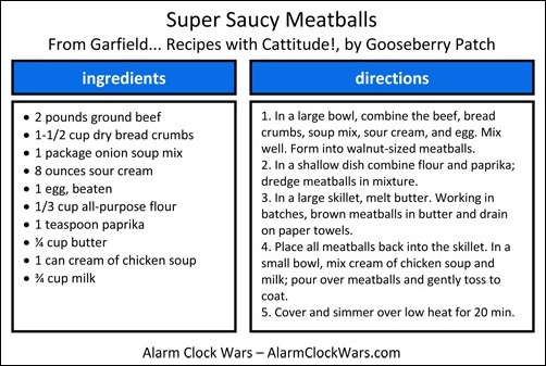 super saucy meatballs recipe card