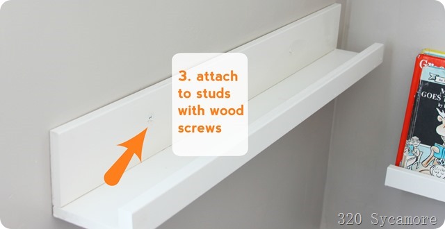 attach ledges to wall with wood screws