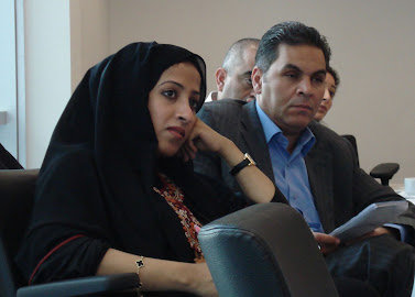 (From left) Maytha Al Habsi from the Emirates Foundation and Thuqan Qishawi from the American Friends Service Committee participate in the 'Leadership for Public Wellbeing in the Middle East' workshop hosted by RCLA and the Abu Dhabi Institute.