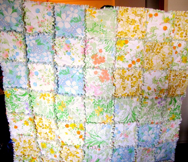 vintage sheet rag quilt