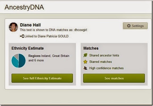 Ancestry DNA home screen