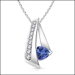Trillion Tanzanite and Round Diamond Slider Pendant