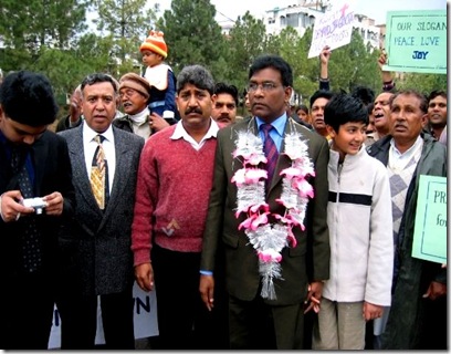 Hector Aleem Country Director Peace Worldwide in a Peace Rally which was organized by Peace Worldwide.