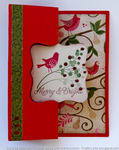 Pear and Partridge Artiste Swing Card with Merry & Bright CTMH Stamp set outside