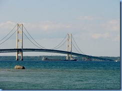 3241 Michigan Mackinaw City - Algoway freighter crossing under mackinac Bridge from Lake Huron to Lake Michigan