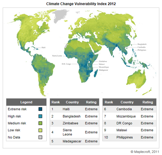 Maplecroft Climate Change Vulnerability Index 2012