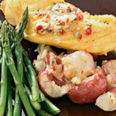 Buttery Halibut with Smashed Potatoes