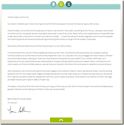 2015 New Year's message from Ancestry.com's Tim Sullivan