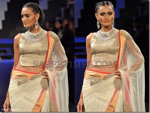 White_Shimmer_Faux_Georgette_Saree