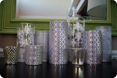 snowflake glass candleholders