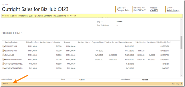 Closed revised quote after active use old value2 Closed revised quote after active use old value2