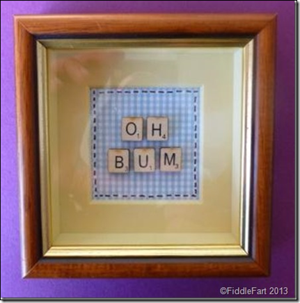 Oh Bum Scrabble letters shadow box