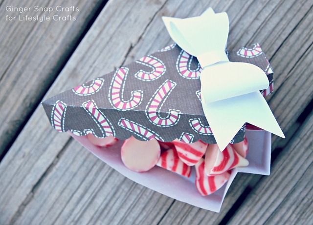 candy cane treat box with bow