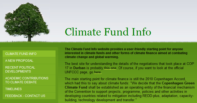Screenshot of the Copenhagen Green Climate Fund web site, 8 May 2012. http://climatefund.info