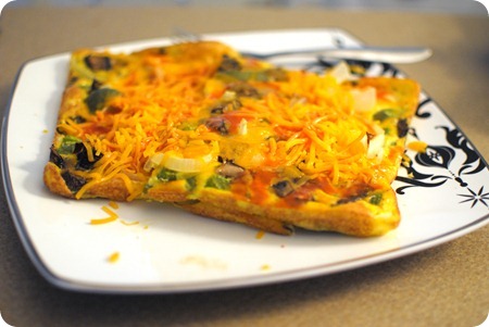 frittata with cheese and hot sauce
