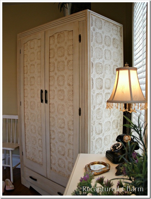 wallpapered armoire 034a