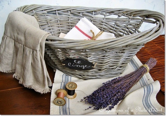 CONFESSIONS OF A PLATE ADDICT DIY Grey Willow French Laundry Basket
