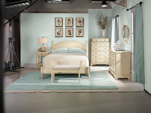 A photo from the set featuring Martha Stewart Living's Ingrid Collection - some of my favorites include: the upholstered bench, scalloped mirror and tall dresser. A photo from the set featuring Martha Stewart Living's Ingrid Collection - some of my favorites include: the upholstered bench, scalloped mirror and tall dresser.