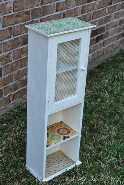 Decoupaged Jelly Jar cabinet with scrapbook paper.jpg Decoupaged Jelly Jar cabinet with scrapbook paper