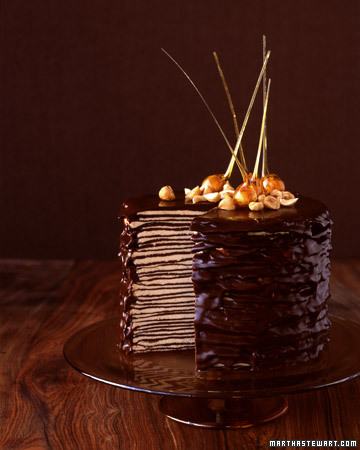 Darkest Chocolate Crepe Cake. (marthastewart.com)