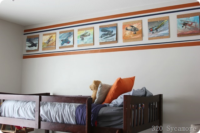boys room stripes and airplane prints